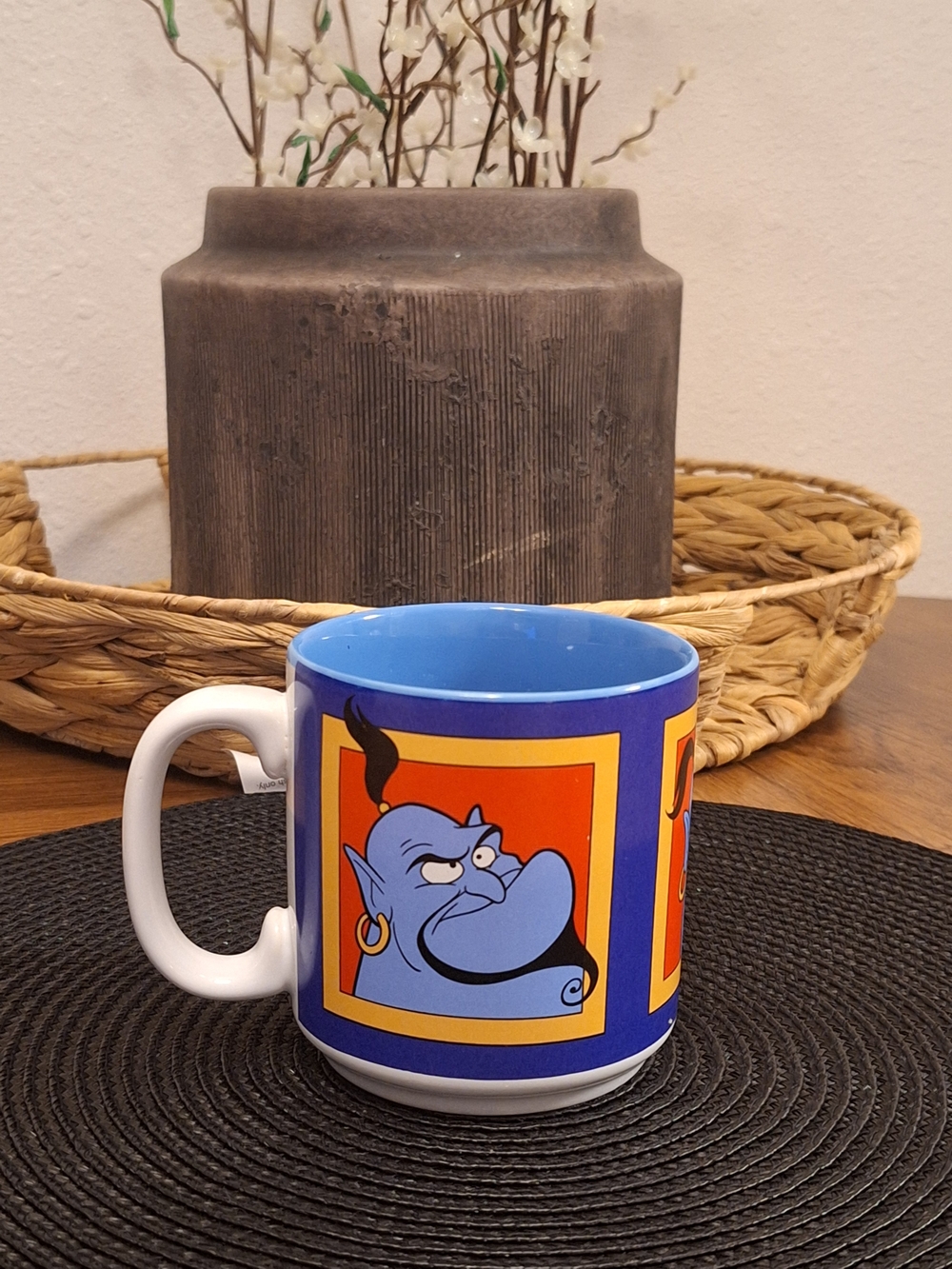 Vintage Disney Aladdin Genie Coffee Mug Made in Thailand Blue Character Mug